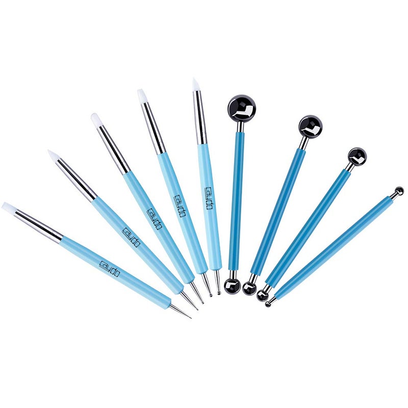 Caydo 9 Pieces Stylus Tools, 5 Pieces 2 Way Total 10 Different DIY Silicone and Ceramic Clay Indentation Tool and 4 Pieces Double-Ended Metal Ball Tools - Image 2
